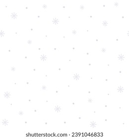 Seamless Christmas snowflake pattern. Merry Christmas! Happy New Year! White snowfall