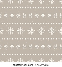 Seamless Christmas Snowflake Stripe Holiday Background. Simple Snow Monochrome Festive Pattern Texture. Scandi Christmas Motif Background. Stylish Modern Seasonal Gift Wrapping Paper.