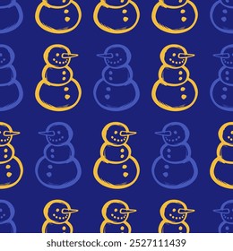 Seamless Christmas snowmans vector pattern for festive design