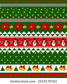 Patrón de suéter de Navidad sin costuras, diseño de punto festivo, fondo de Festiva de invierno, patrón de Navidades de colores