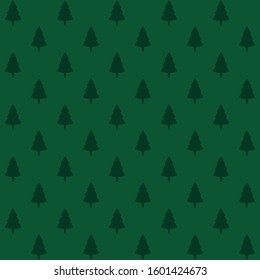 Seamless christmas texture. Dark green christmas tree on green background. Seamless backgrounf for christmas.