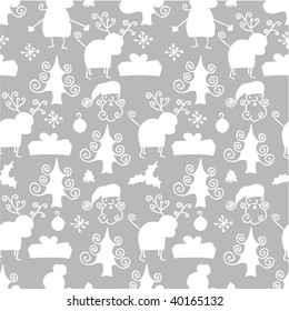 seamless christmas time wrapping paper in vector