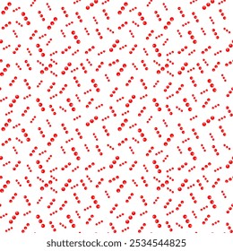 Seamless Christmas transparent background with red pair of three polka dots, PNG vector illustration background.