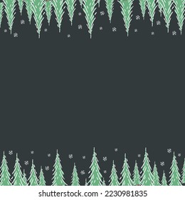 Seamless christmas tree background. christmas tree ornament. Doodle illustration with christmas tree