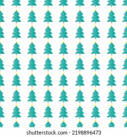 Seamless Christmas tree decoration pattern design, vector fabric, greeting,  wrapping, decoration.