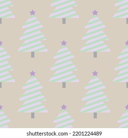 Seamless Christmas tree decoration pattern design, vector fabric, greeting,  wrapping, decoration.