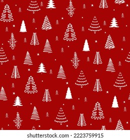 Seamless Christmas Tree doodle illustration hand drawn. 