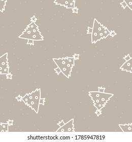 Seamless christmas tree holiday background. Fir sprig spruce monochrome pattern texture. Scandi festive christmas motif background. Stylish modern seasonal gift wrapping paper.