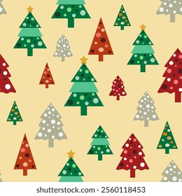 Seamless Christmas tree pattern background.