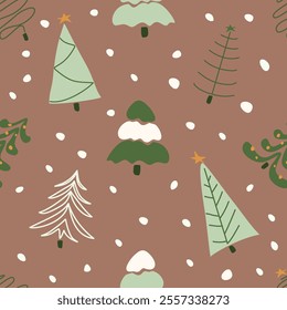 Seamless Christmas tree pattern 
 with the color 