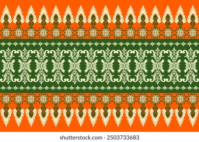 Seamless Christmas Tree Pattern with Decorative Elements,damask pattern,thai pattern, traditional ethnic, floral, fabric pattern for textiles,wallpaper, clothing, sarong, batik, wrapping, embroidery,