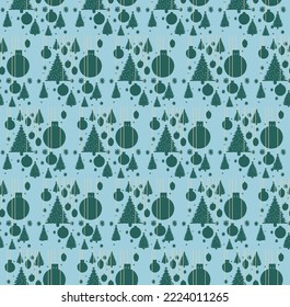 Seamless Christmas tree pattern, festive colors, vector