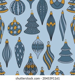 Seamless christmas tree pattern for greeting cards, wrapping papers. Seamless winter pattern.