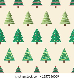 Seamless Christmas Tree Pattern Illustration. Beautiful Christmas Tree