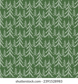 Seamless christmas tree pattern. New year background. Doodle illustration with christmas tree