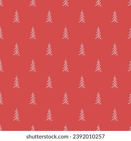 Seamless christmas tree pattern. New year background. Doodle illustration with christmas tree