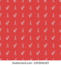Seamless christmas tree pattern. New year background. Doodle illustration with christmas tree