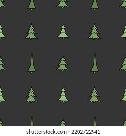 Seamless christmas tree pattern. christmas tree ornament. Doodle illustration with christmas tree