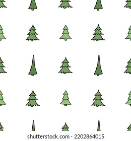 Seamless christmas tree pattern. christmas tree ornament. Doodle illustration with christmas tree