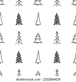 Seamless christmas tree pattern. christmas tree ornament. Doodle illustration with christmas tree