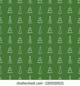 Nahtlose Weihnachtsbaummuster. Weihnachtsbaumschmuck. Dodle-Illustration mit Weihnachtsbaum