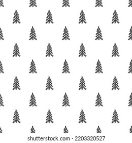 Nahtlose Weihnachtsbaummuster. Weihnachtsbaumschmuck. Dodle-Illustration mit Weihnachtsbaum