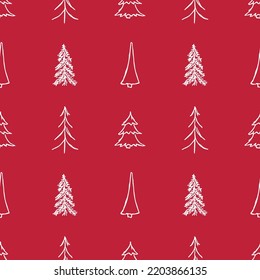 Nahtlose Weihnachtsbaummuster. Weihnachtsbaumschmuck. Dodle-Illustration mit Weihnachtsbaum
