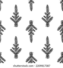 Nahtlose Weihnachtsbaummuster. Weihnachtsbaumschmuck. Dodle-Illustration mit Weihnachtsbaum