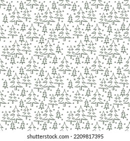 Seamless christmas tree pattern. christmas tree ornament. Doodle illustration with christmas tree