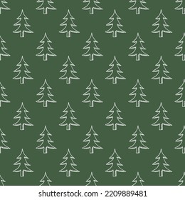 Seamless christmas tree pattern. christmas tree ornament. Doodle illustration with christmas tree