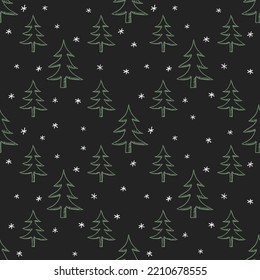 Seamless christmas tree pattern. christmas tree ornament. Doodle illustration with christmas tree