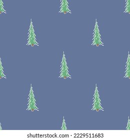 Patrón de árboles de navidad sin foco. adorno de árboles de navidad. Ilustración del perro con árbol de navidad