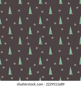Seamless christmas tree pattern. christmas tree ornament. Doodle illustration with christmas tree