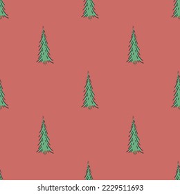 Nahtlose Weihnachtsbaummuster. Weihnachtsbaumschmuck. Dodle-Illustration mit Weihnachtsbaum