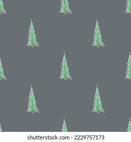 Seamless christmas tree pattern. christmas tree ornament. Doodle illustration with christmas tree
