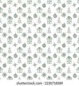 Seamless christmas tree pattern. christmas tree ornament. Doodle illustration with christmas tree