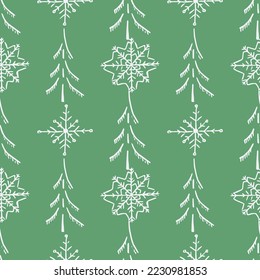 Seamless christmas tree pattern. christmas tree ornament. Doodle illustration with christmas tree