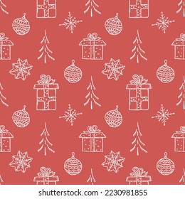 Seamless christmas tree pattern. christmas tree ornament. Doodle illustration with christmas tree
