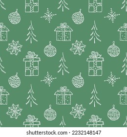 Patrón de árboles de navidad sin foco. adorno de árboles de navidad. Ilustración del perro con árbol de navidad
