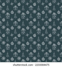 Nahtlose Weihnachtsbaummuster. Weihnachtsbaumschmuck. Dodle-Illustration mit Weihnachtsbaum