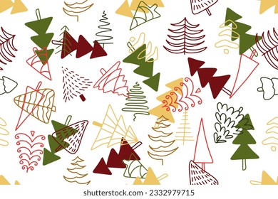 seamless christmas tree pattern, simple kids design textile print