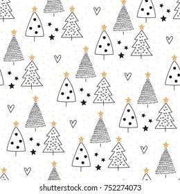seamless christmas tree pattern vector illustration