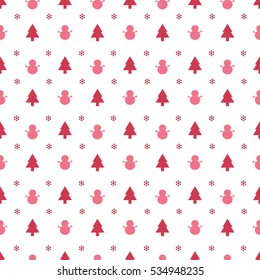 seamless christmas tree snowman pattern