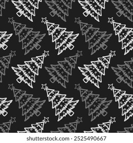 Seamless Christmas tree vector pattern for festive design