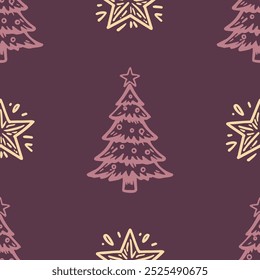 Seamless Christmas tree vector pattern for festive design