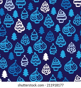 Seamless christmas trees decoration ornament illustration background pattern in vector