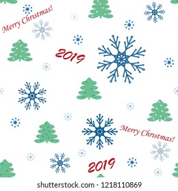 Seamless with a Christmas trees end snowflake.