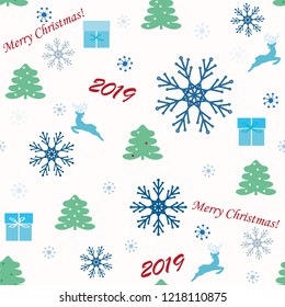 Seamless with a Christmas trees end snowflake.