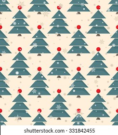 Seamless Christmas Trees Pattern in retro style.