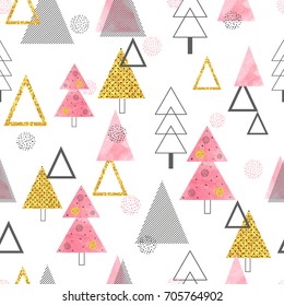 Nahtlose Weihnachtsbäume im Retro-Stil. Vektorhintergrund